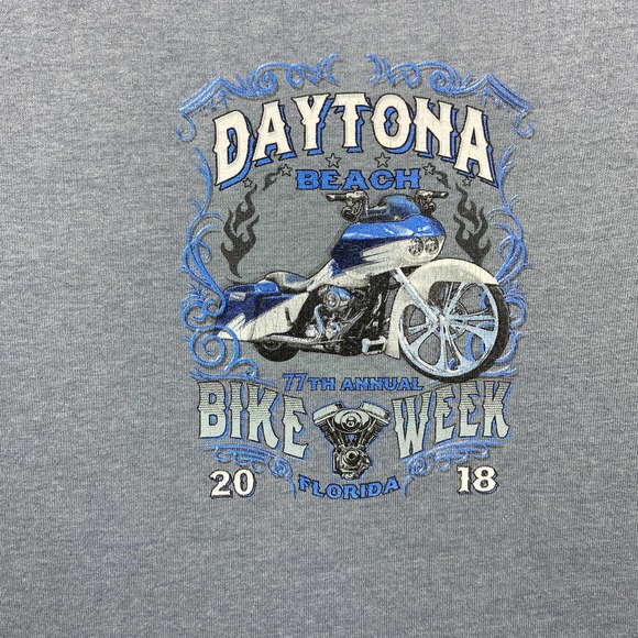 2018 Bike Week Daytona Beach Florida 77th Annual T Shirt Gray Mens XL - Picture 2 of 8